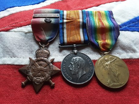 1914 Trio. Arthur Basil Chaplin 2nd Essex. Wounded & discharged 1914. Born Halstead