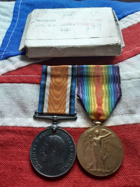WWI Pair. Sjt Frederick George Jones. Mentioned in Dispatches. 59th North Midland Divisional Ammunition Column.