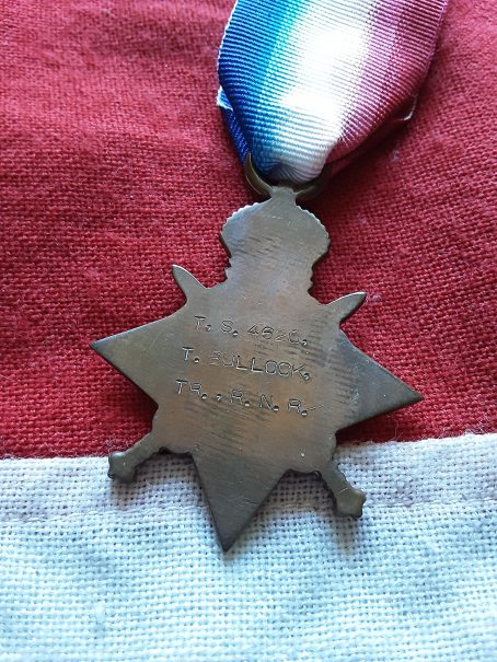 1915 Star. Engineman Thomas Bullock. Born St Hildas, South Shields. HMS Vidette. - Image 2