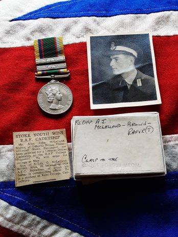 Cadet Forces Medal. Flying Officer Alan J McLelland Brown. RAFVR. 134 Squadron ATC. Woolwich