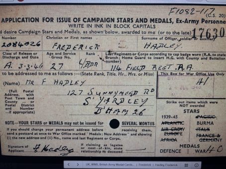WWII group with Territorial Efficiency Medal Hadley 114th Field Regiment RA. Birmingham. - Image 4