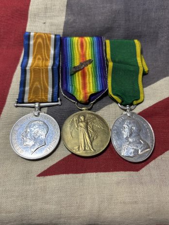 WWI Pair with TFEM, MID. Negus. Royal Welsh Fusiliers, Chirk, Denbighshire.