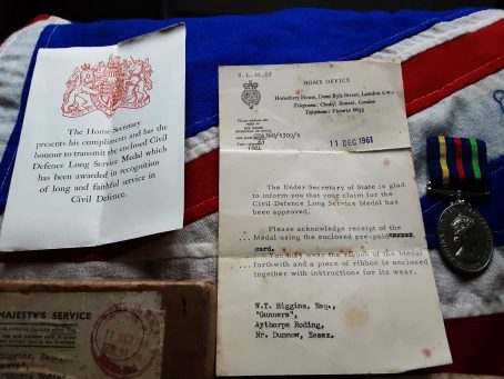 Civil Defence Medal. WT Higgins. Aythorpe Roding. Dunmow, Essex - Image 3