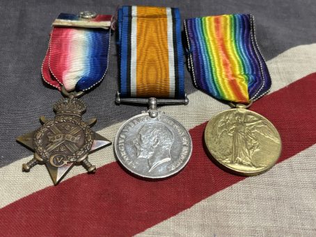 Mons Star Trio. Perkins. 2Bn Royal Welsh Fusiliers. Hockley, Birmingham.