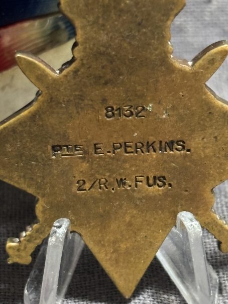 Mons Star Trio. Perkins. 2Bn Royal Welsh Fusiliers. Hockley, Birmingham. - Image 4
