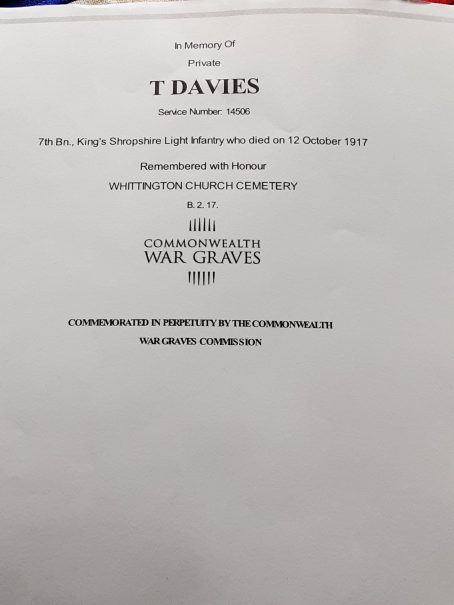 WWI Trio & SWB. 7th KSLI. Thomas Davies. Died 1917. Oswestry, Shropshire. - Image 8