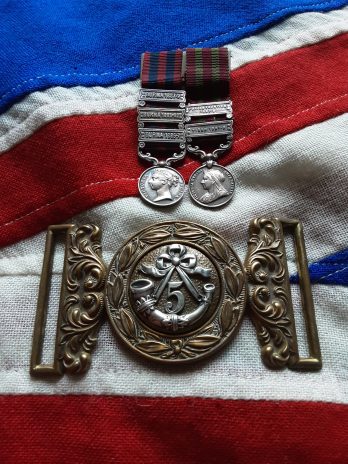 Attributed Victorian Period Miniatures & Belt Buckle . Lieut Col A D C Pond .5th Bengal Infantry.