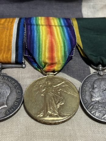 WWI Pair with EVII TFEM. Ewing. Argyll/Sutherland Highlanders/Tanks. St Ninians, Stirling.