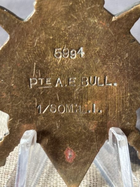 Mons Star with BWM. Bull. 1st Bn Somerset Light Infantry. Dorchester/Pontypool. - Image 4