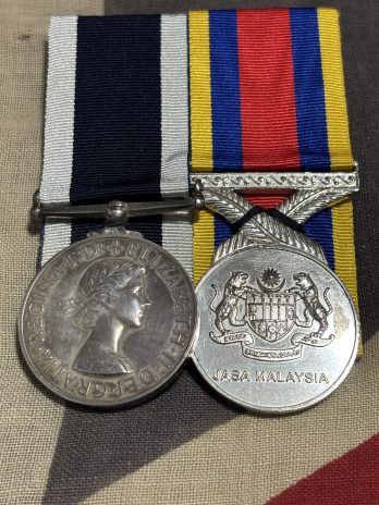 QEII Royal Navy Long Service Medal with Pingat Jasa Medal. Chambers. Fleet Air Arm.