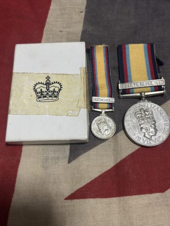 1991 Operation Granby, Gulf War Medal with clasp. Barnes, Royal Artillery.