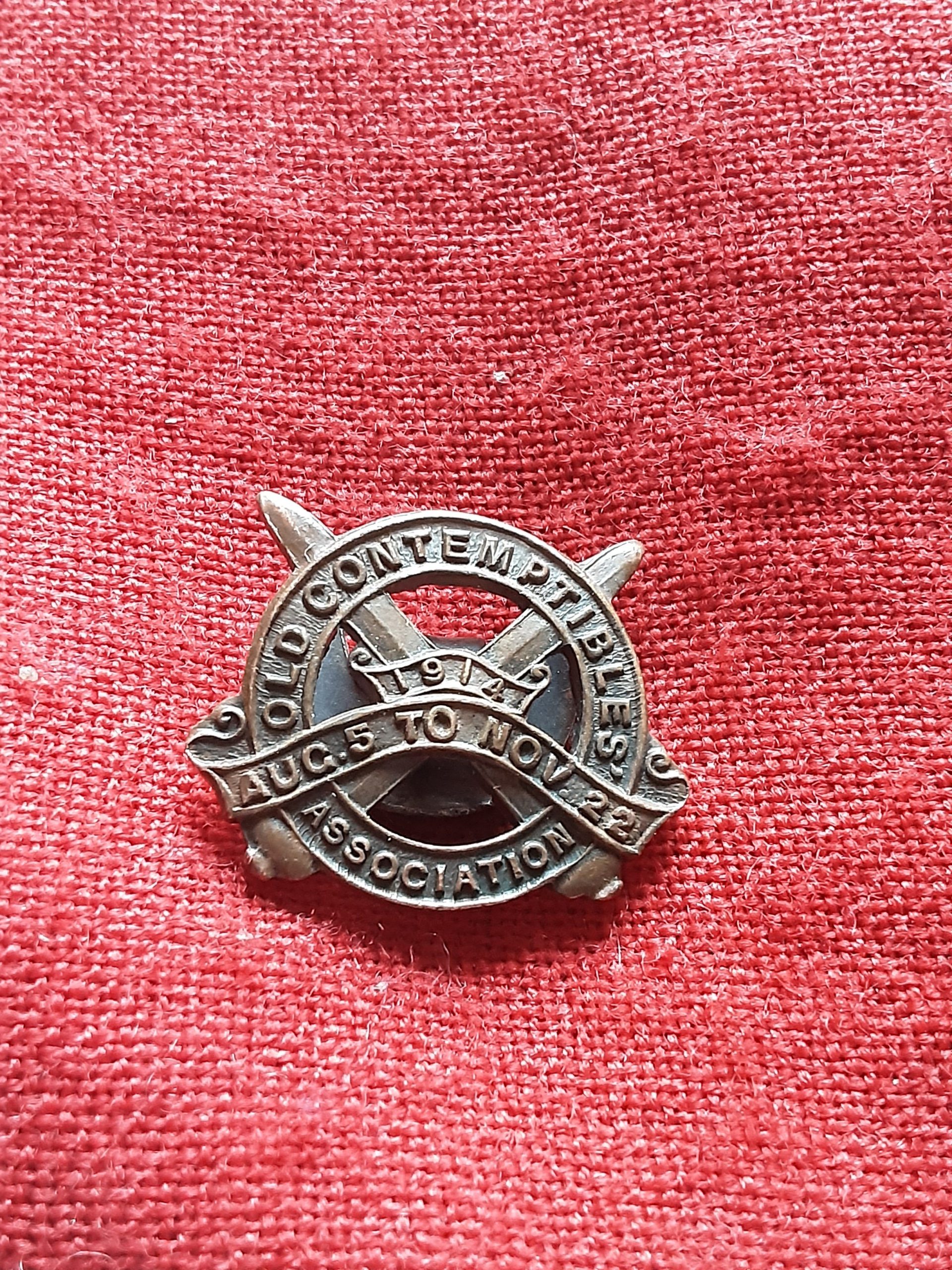 1914 Old Contemptables Association lapel badge. WWI.