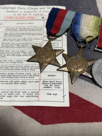 WWII Royal Navy MID group with Admiralty slip