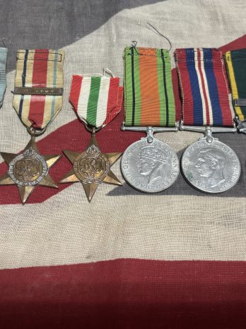 WWII Group of 5 with TEM Efficiency with clasp. Bayes. Military Police, RASC & RA. Chelmsford, Essex.