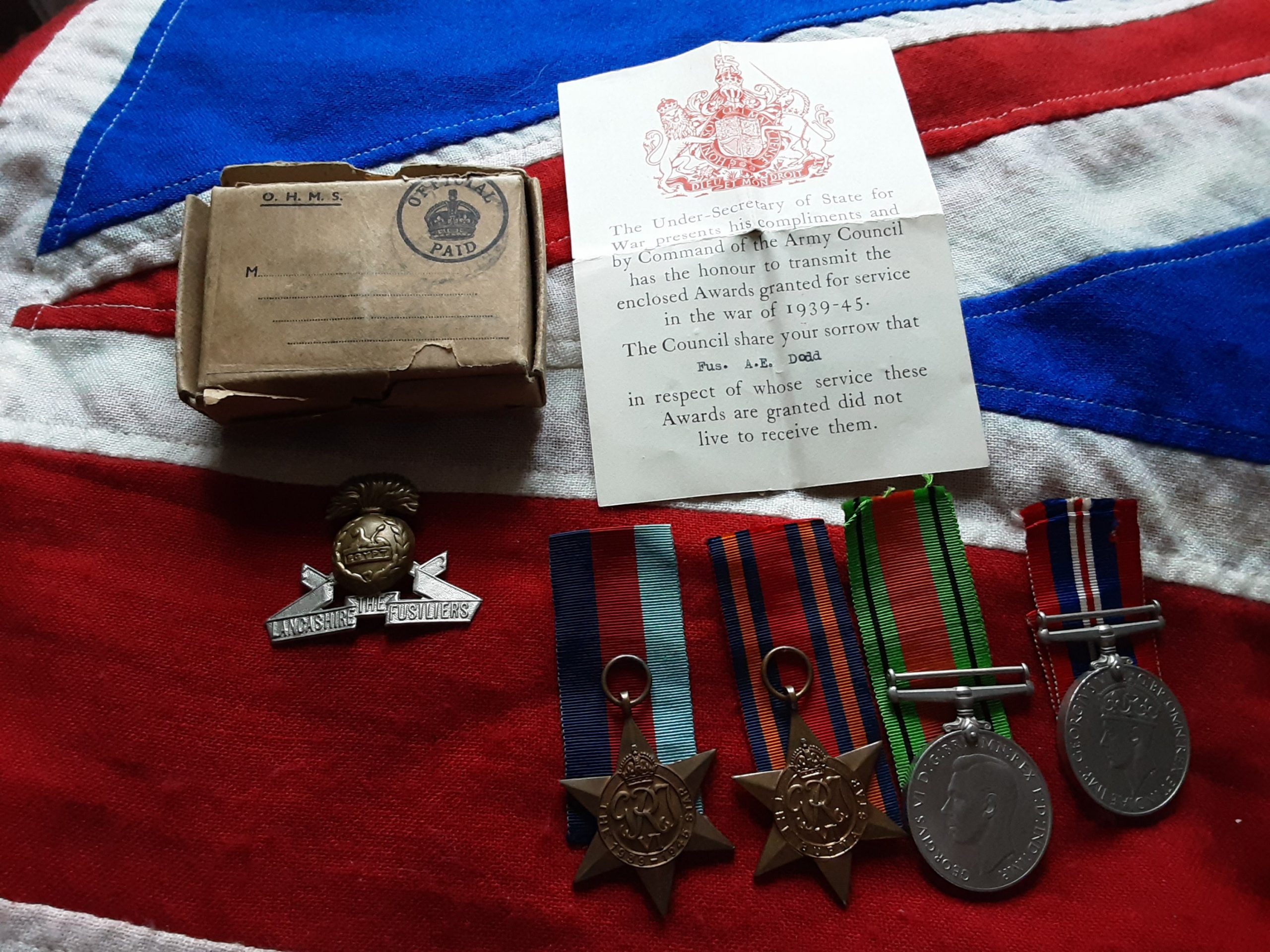 1945 Far East Casualty . Albert E Dodd 1/8th Lancashire Fus .Dingle .Liverpool.