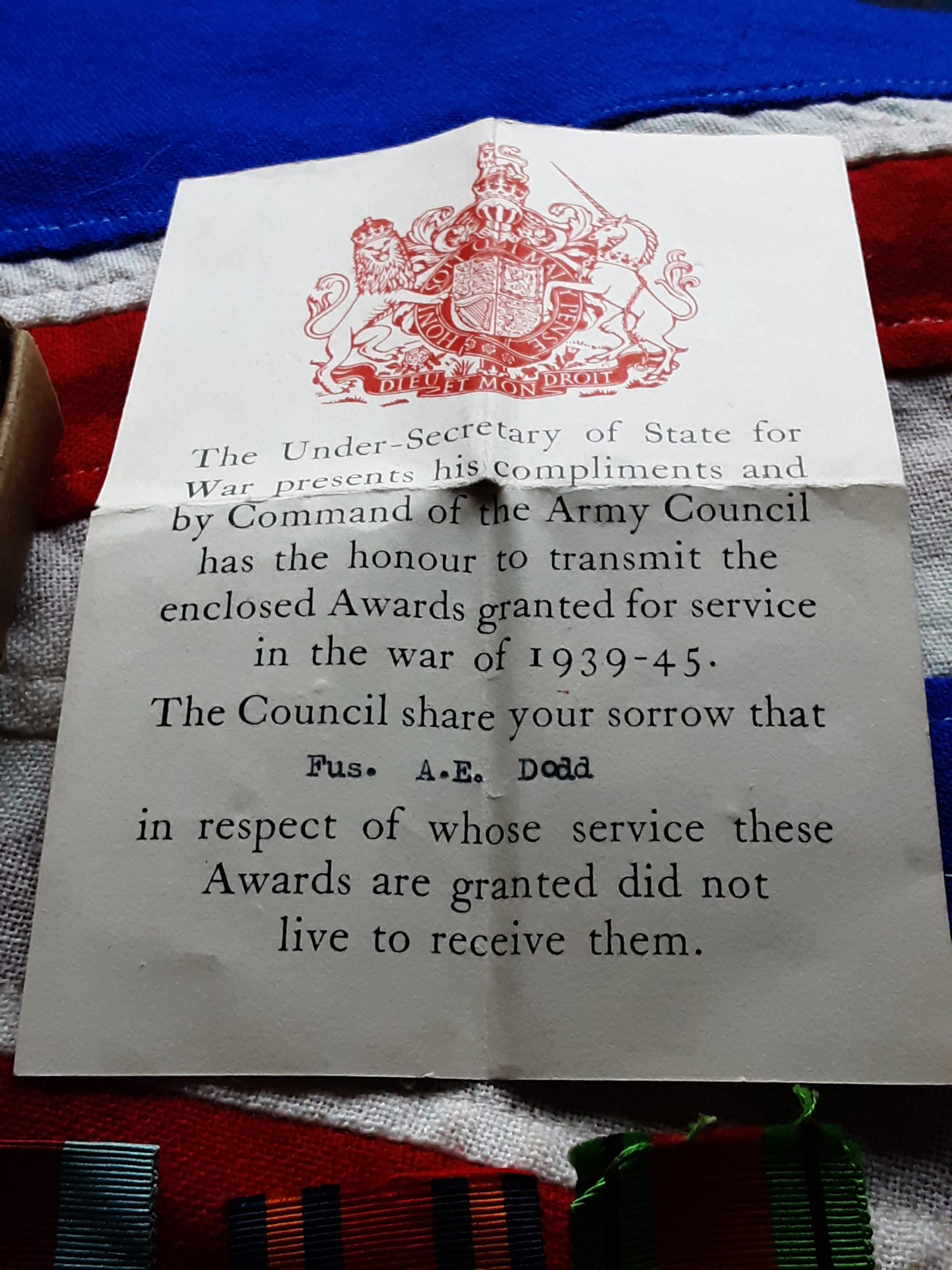 1945 Far East Casualty . Albert E Dodd 1/8th Lancashire Fus .Dingle .Liverpool. - Image 4