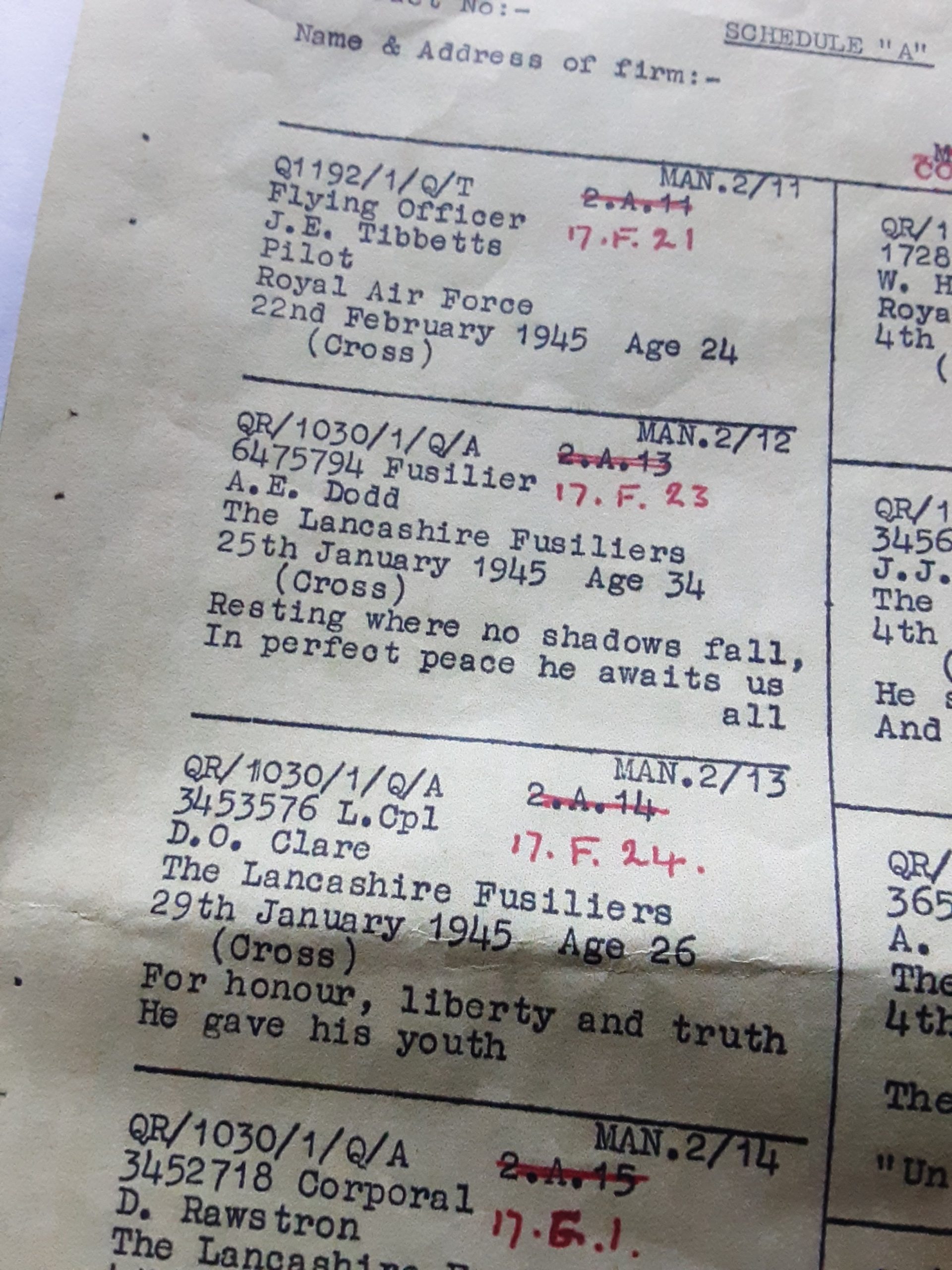 1945 Far East Casualty . Albert E Dodd 1/8th Lancashire Fus .Dingle .Liverpool. - Image 9