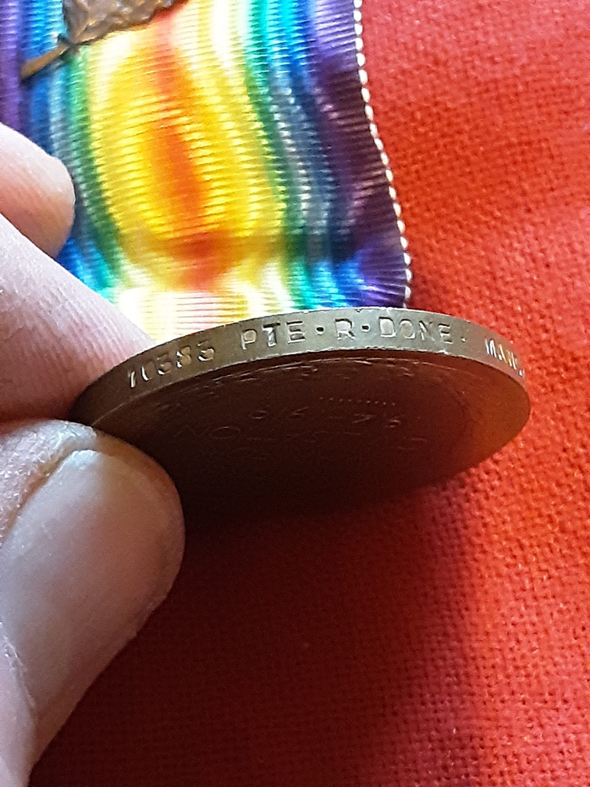 Victory Medal. Gallantry MID. Robert Done. 18th Manchester 3rd City Battallion. 40% Discharged Wounds. Hulme, Lancs - Image 3