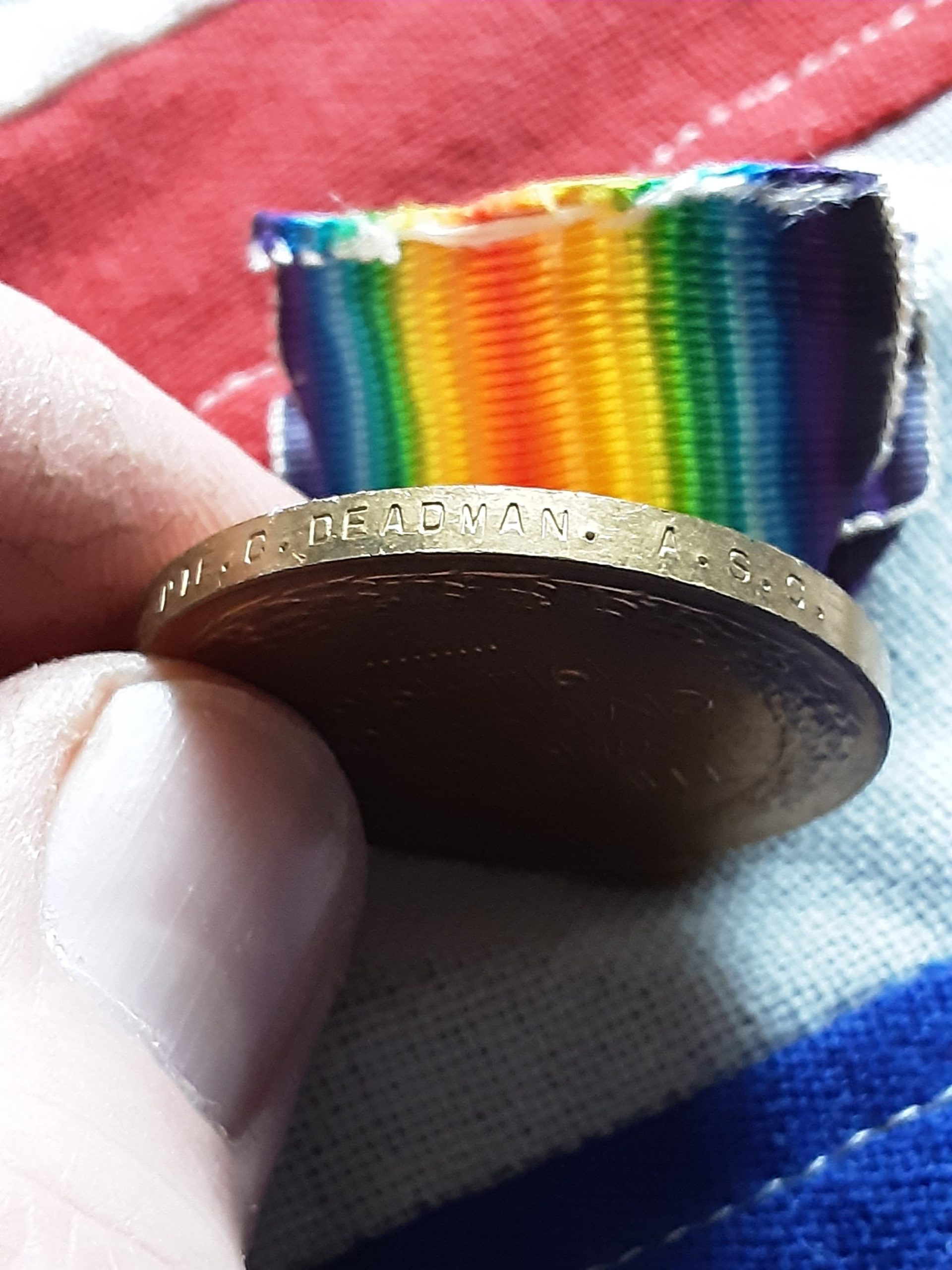 WWI Victory Medal. Cecil Eugene Deadman. ASC. Hastings. Macedonia - Image 2