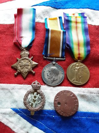 1915 Trio. Sjt James Stevenson. Army Veterinary Corps. Alsager, Stoke on Trent.