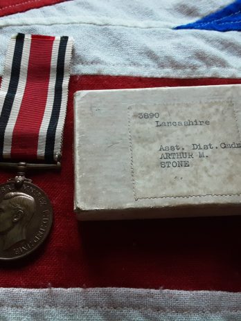 Boxed Special Constabulary Medal. Assistant District Commander. Lancashire.  Arthur M Stone