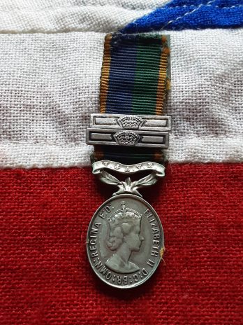 Period miniature T & AVR Efficiency Medal with two clasps