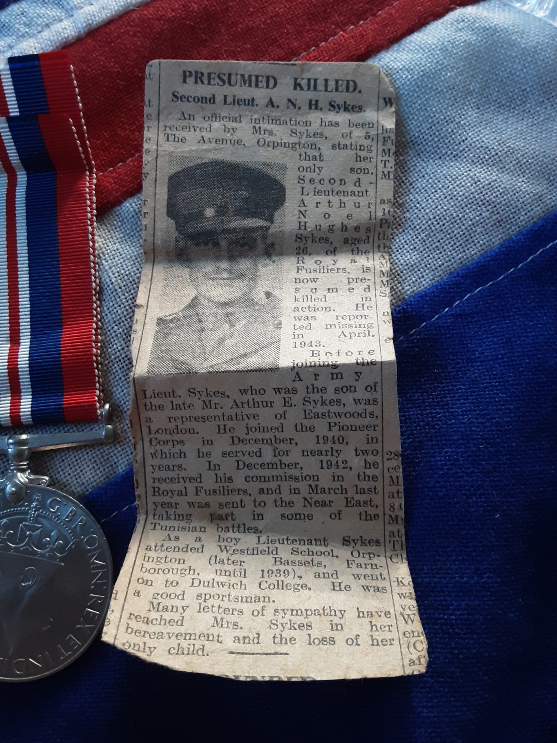 WWII Officers casualty group. 2nd Lieut Arthur NH Sykes 2nd Royal Fusiliers. Orpington. Kent. College. - Image 2