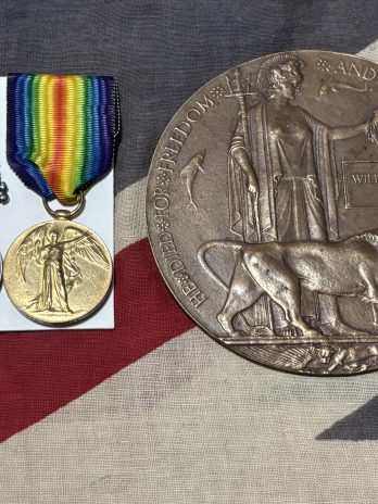 Casualty Pair & Plaque. Hall. Durham Light Infantry. KIA July 1918. Jarrow.