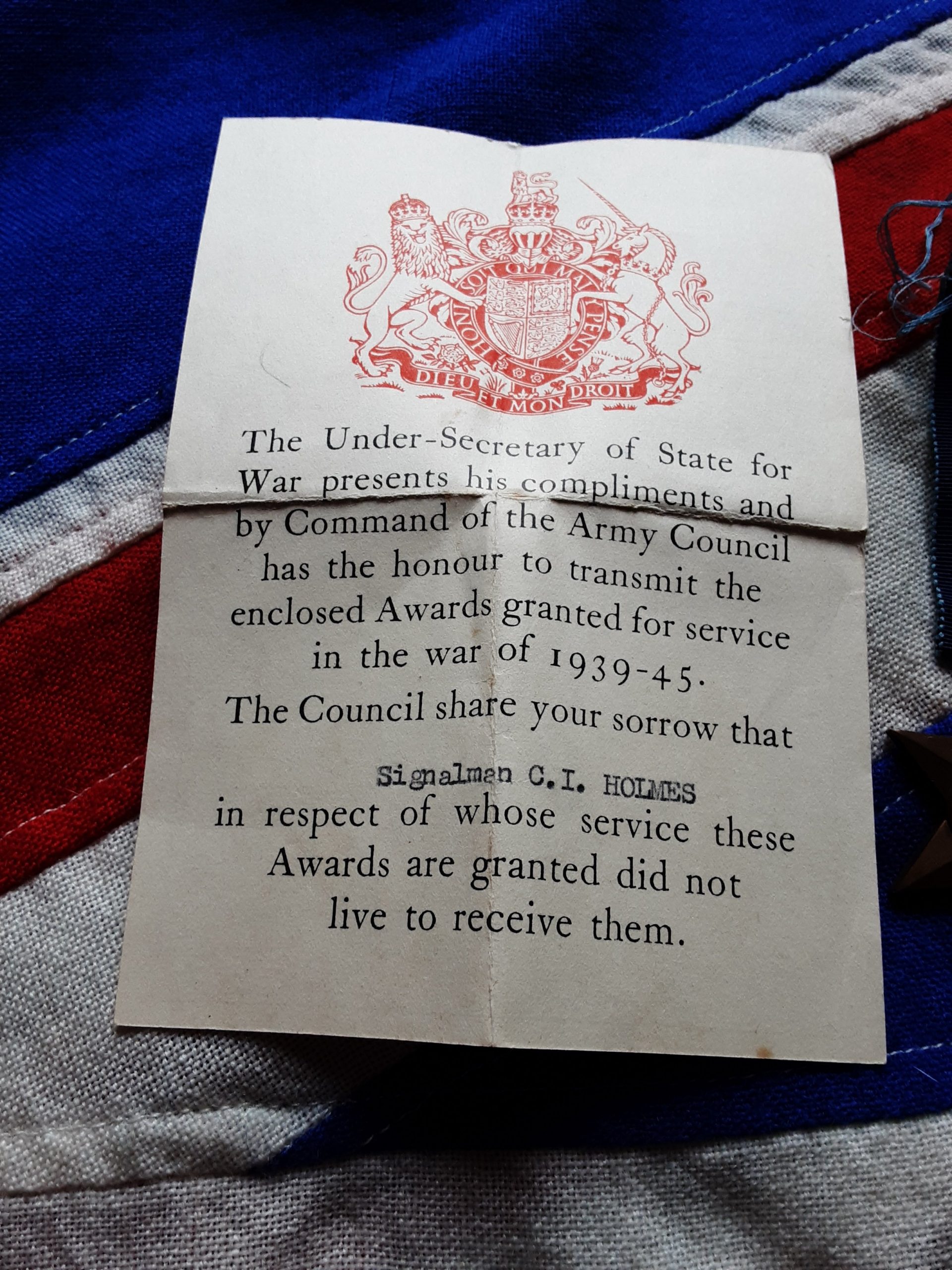 Ww2 Casualty Group. Christopher Ivanhoe Holmes .Royal Signals .Died 1945 India .St Albans. - Image 2