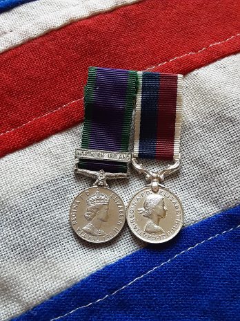 Period miniature Northern Ireland CSM & RAF LSGC pair