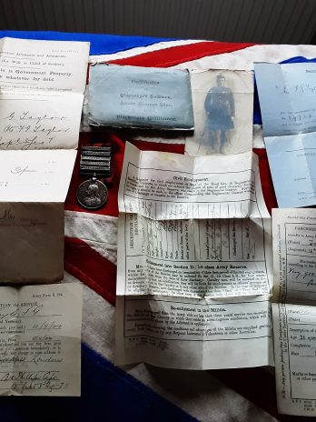 5 clasp QSA with ephemera. Frederick G Taylor.15th Northumberland Company Imperial Yeomanry. Gateshead.