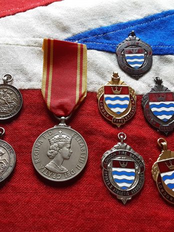 Fire Brigade Long Service Medal with sports medals. London. Charles J Childs