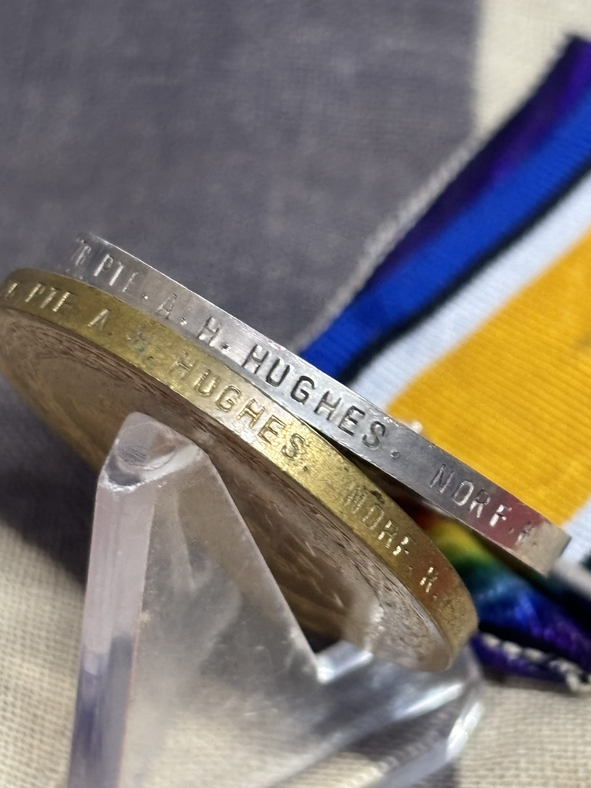 Day 1 Battle of Cambrai casualty Pair. Hughes. Norfolk Regiment. Bushey Heath, Herts. - Image 3