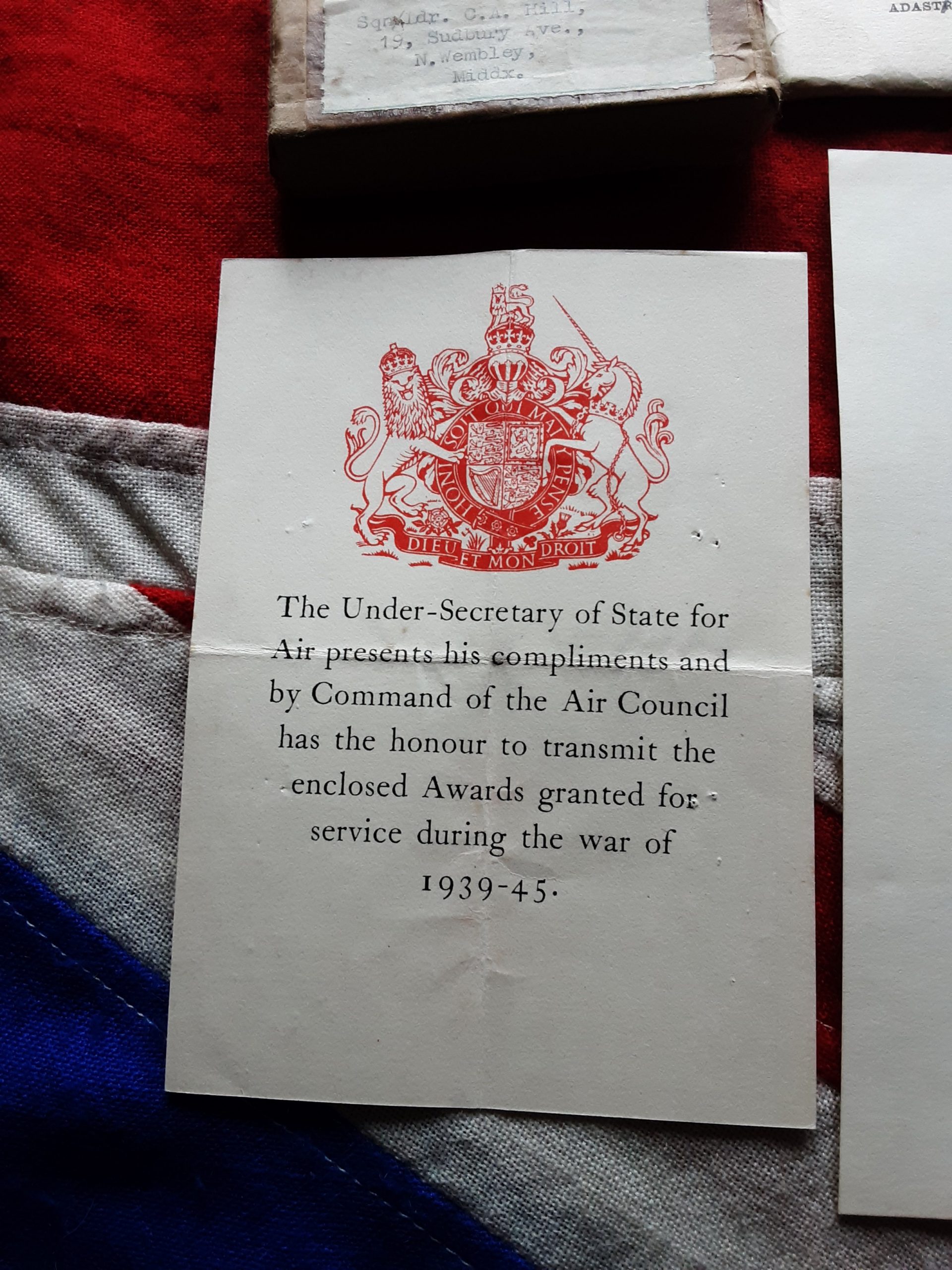 WWII Mentioned in Dispatches. Squadron Leader C A Hill. Wembley, Middlesex. - Image 5