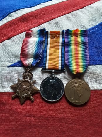 1915 Trio . Arthur Noad . Coldstream & Guards Mg Regiment. Died 1920 .Wounded .Roadhill Wilts .