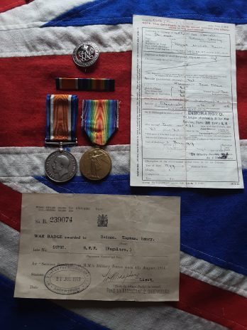 Pair & Swb . Thomas Henry Hudson . Queens & 16th R Welsh Fus . Wounded And Insane .Chiswick