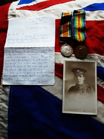 WWI Pair & photo. Albert George Reeder. Warwickshire Regiment. Wounded & gassed. Norwich, Norfolk