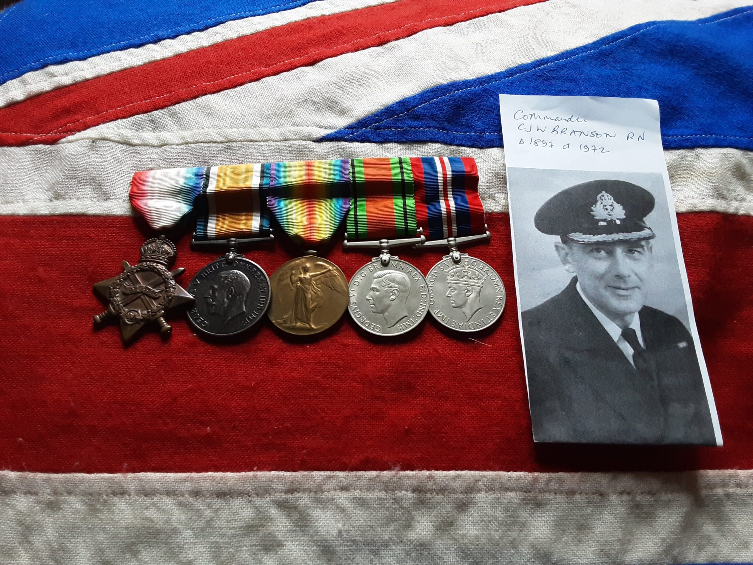 WWI/II Royal Navy officers group. Commander CJW Branson. HMS Revenge Jutland. Born India