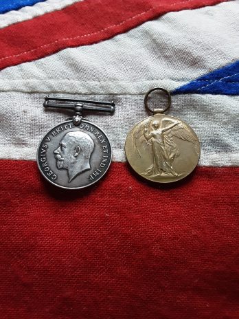 WWI Pair. Albert Victor Tovey. A Company, 1st Gloucestershire Regiment. Hospital twice 1919
