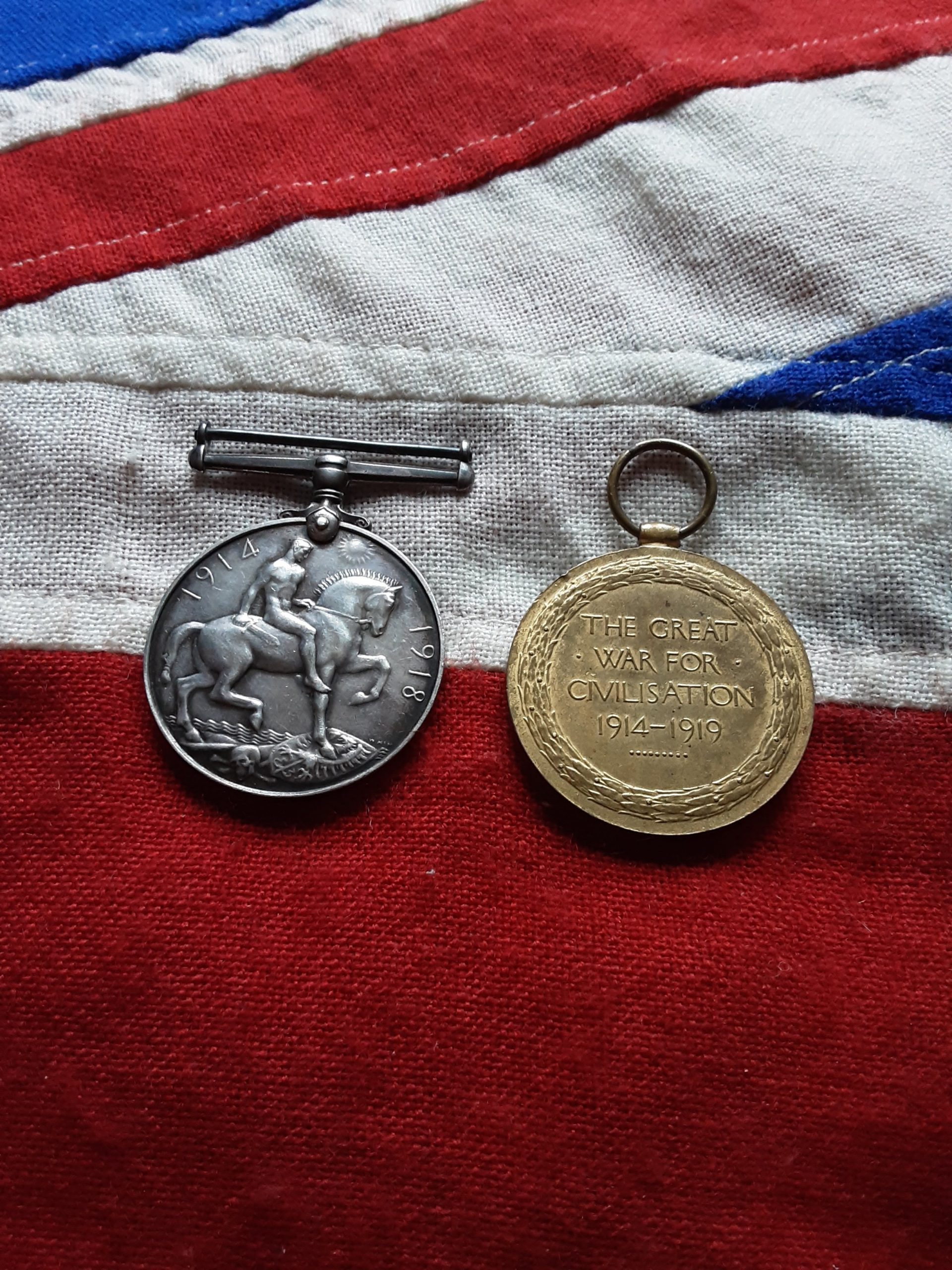 WWI Pair. Albert Victor Tovey. A Company, 1st Gloucestershire Regiment. Hospital twice 1919 - Image 2