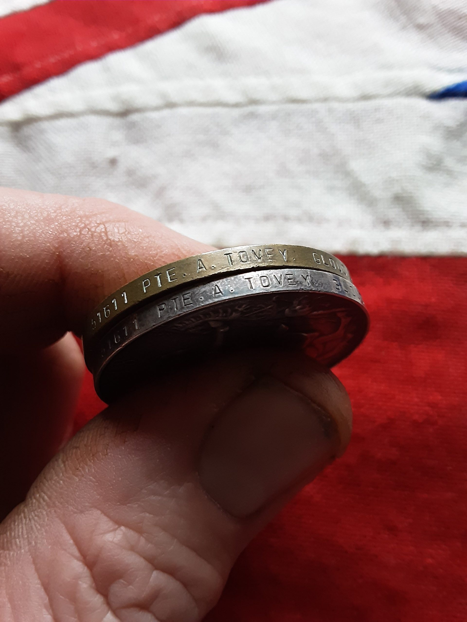 WWI Pair. Albert Victor Tovey. A Company, 1st Gloucestershire Regiment. Hospital twice 1919 - Image 3