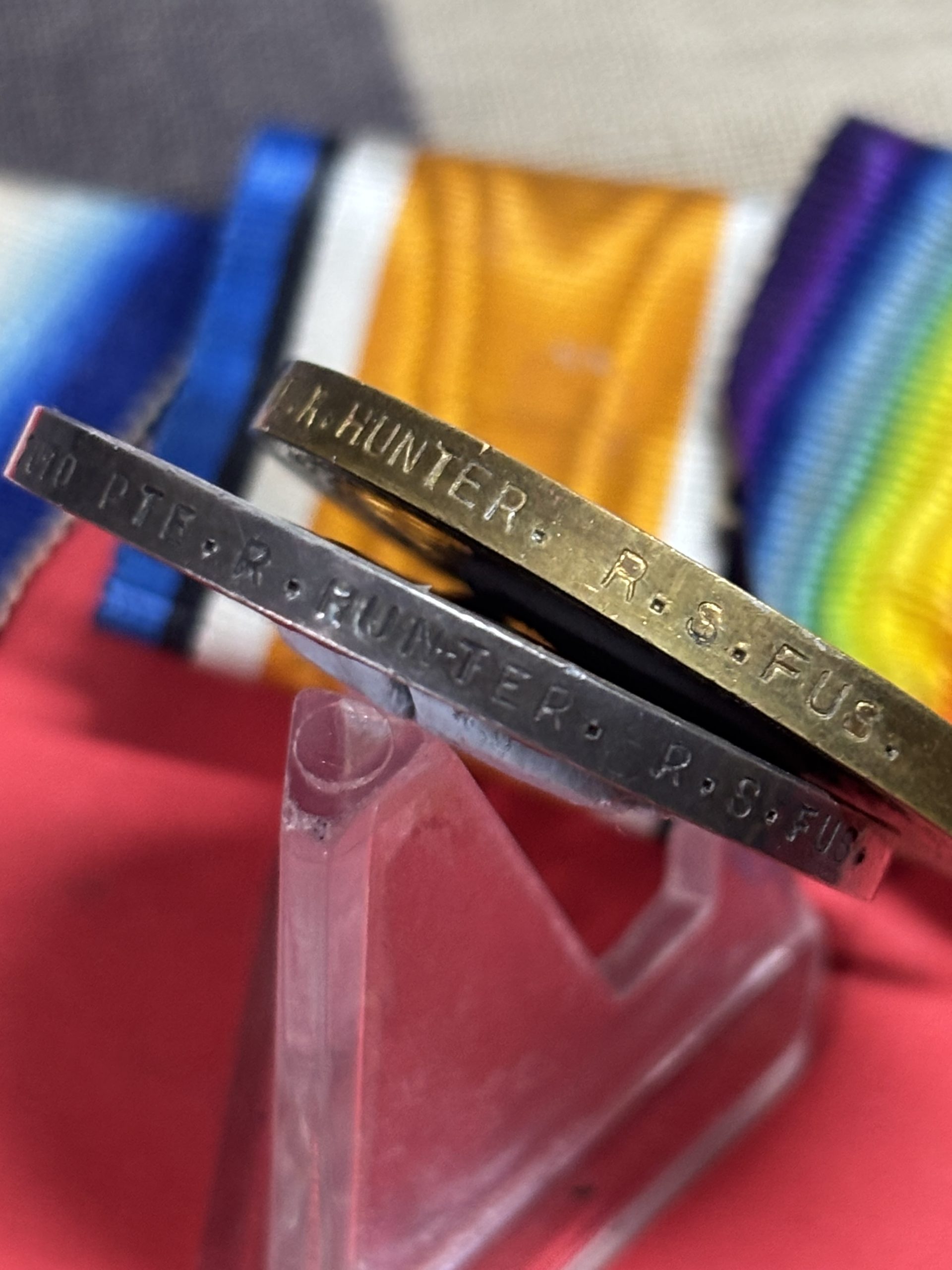 Old Contemptibles POW 1914 Star trio. Hunter. Royal Scots Fusiliers. Captured Polygon Wood. 1st Battle of Ypres 1914 - Image 2