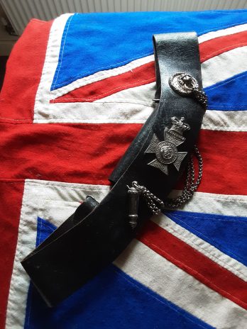 High quality Victorian 60th Rifles officers crossbelt. Solid silver fittings & whistle