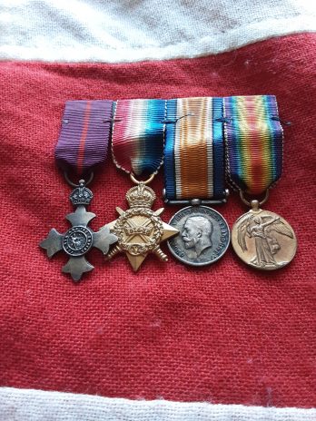 Period miniature military OBE & 1915 Trio