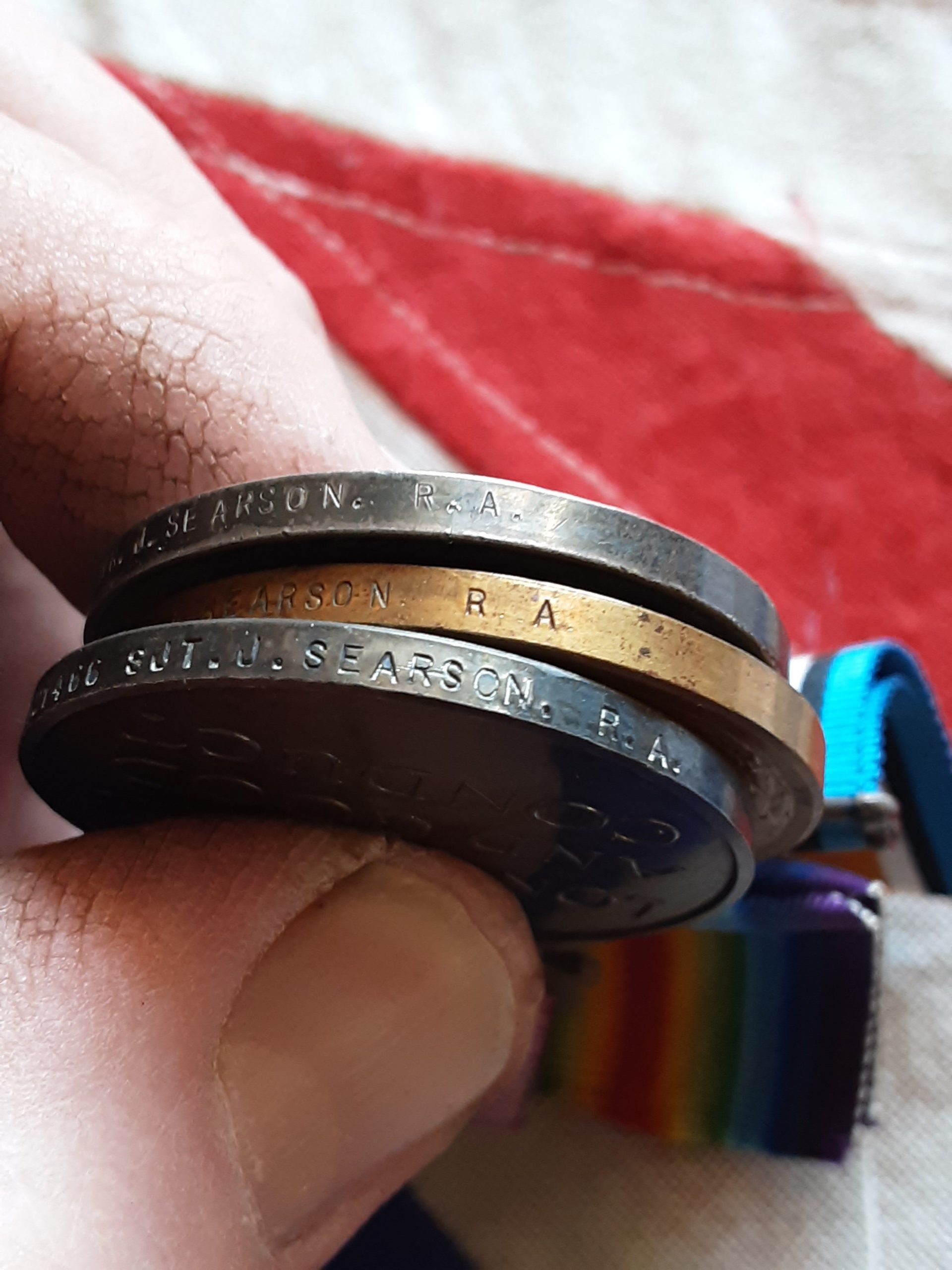 WWI Pair & LSGC. James Searson. RGA. Wounded. WWII, 527th Hampshire Coastal Regiment. Died 6th April 43. - Image 4