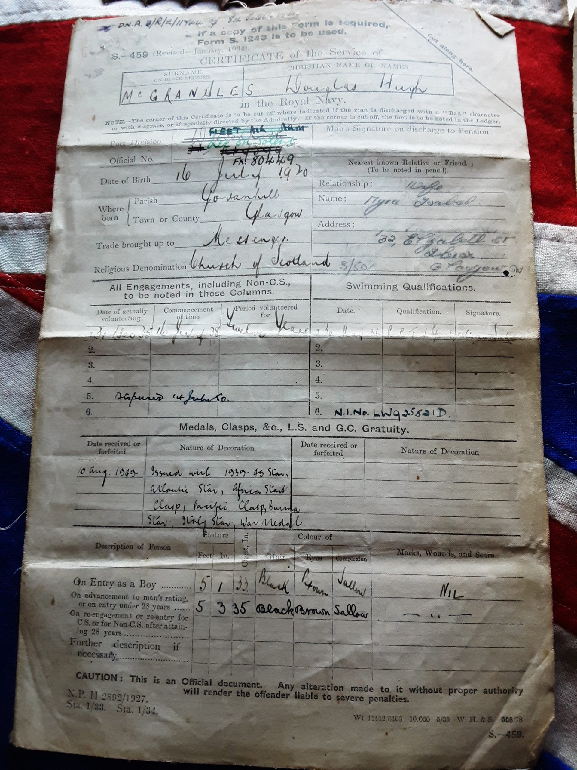 WWII Royal Naval Air Service group. Douglas H McGrandles. Glasgow - Image 3