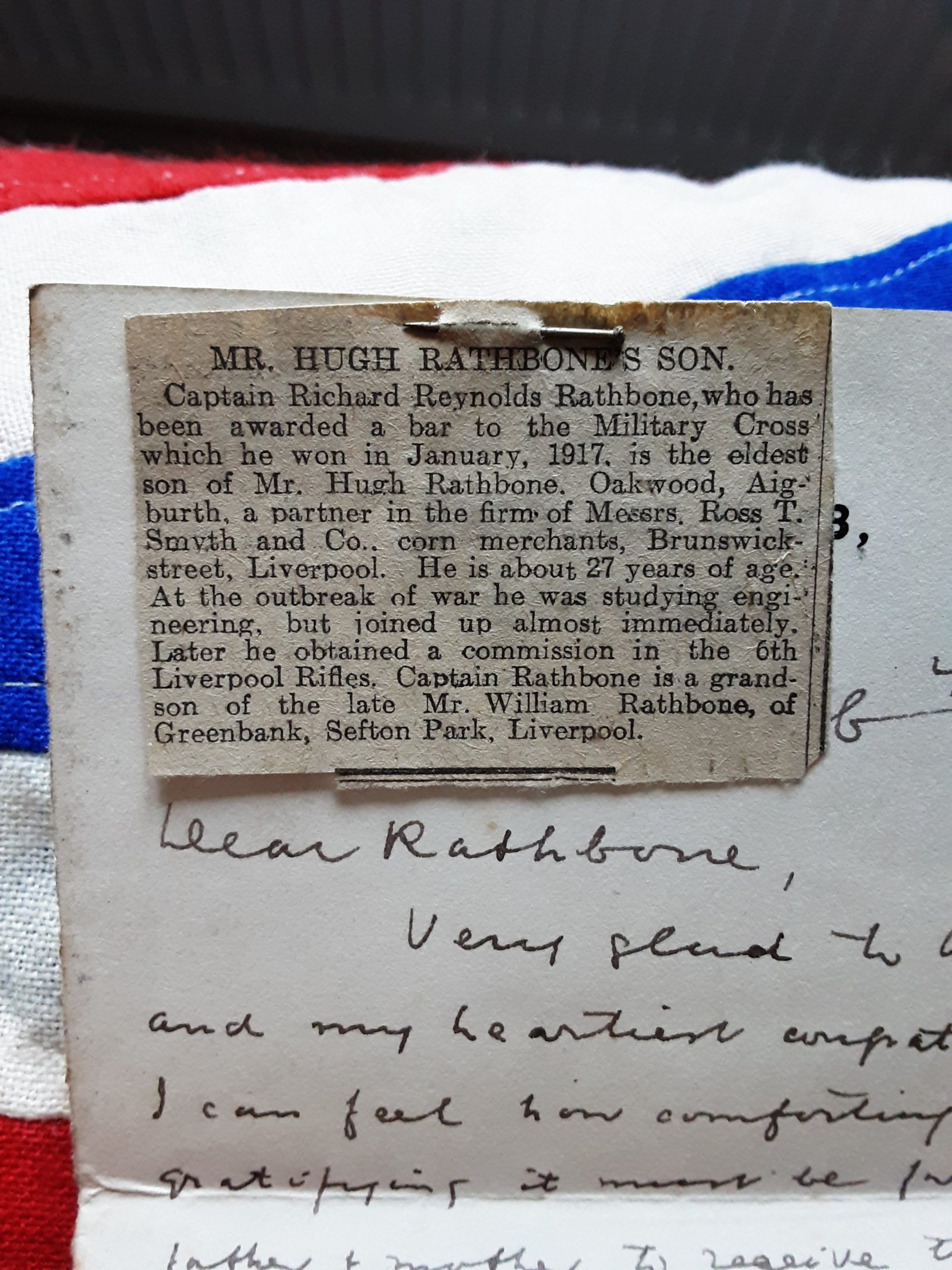 Attributed miniature MC & bar gallantry group. Captain Richard R Rathbone. 1/6 Liverpool. Pulborough. - Image 8