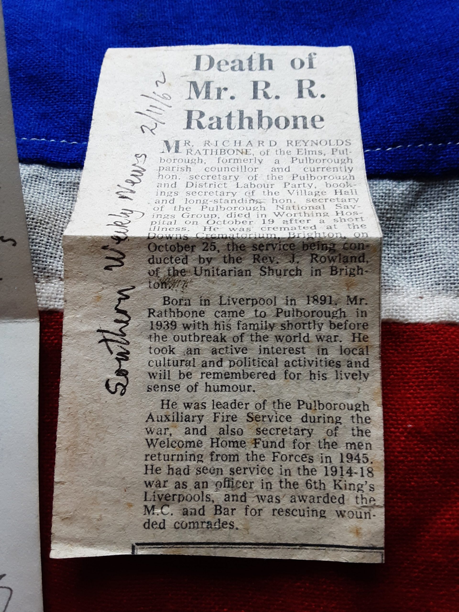 Attributed miniature MC & bar gallantry group. Captain Richard R Rathbone. 1/6 Liverpool. Pulborough. - Image 10