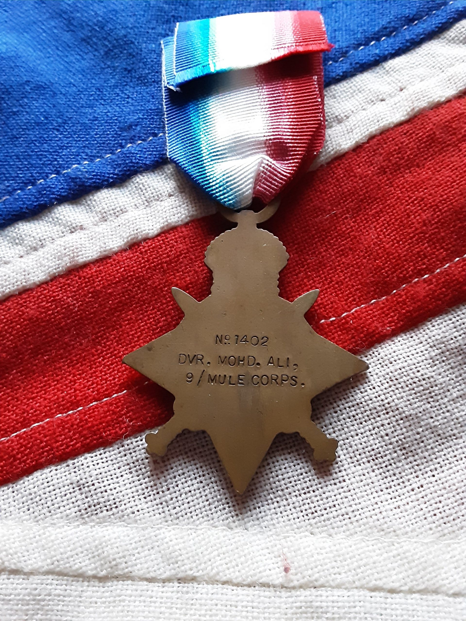 1914 Star. Neuve Chapelle casualty. 9th Mule Corps. Jhelum Punjab. Muhammed Ali - Image 2