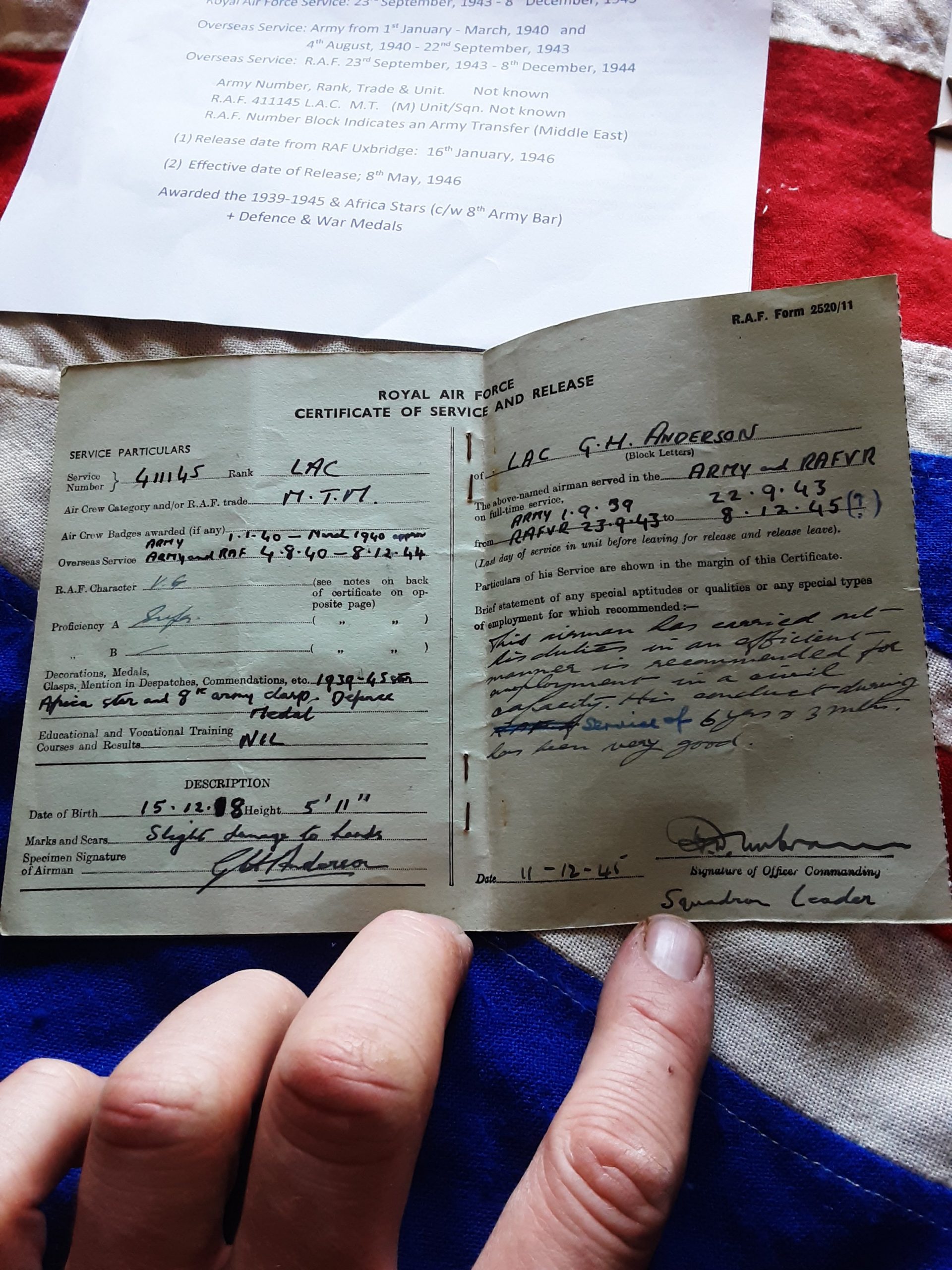 Unusual WWII 8th Army & RAF group. George Hamish Anderson. Brentford - Image 5